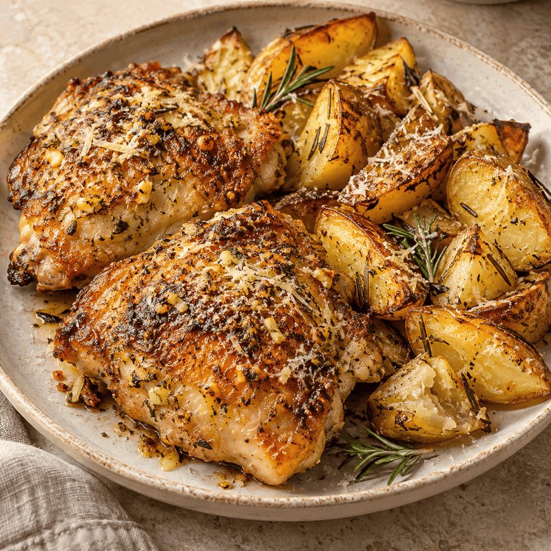 Garlic-parmesan chicken with rosemary potatoes